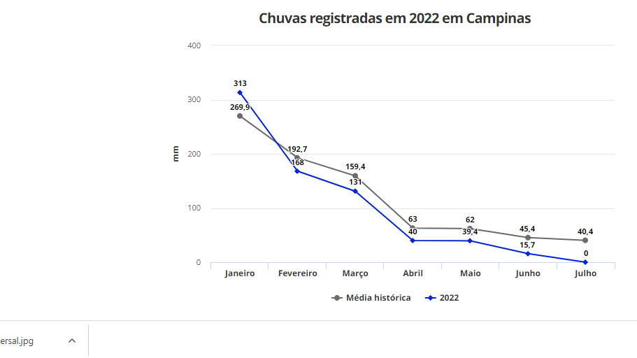 Chuvas registradas em 2022 em Campinas 